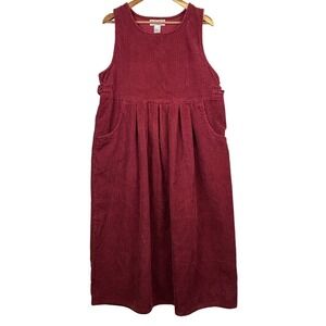 VTG Womens Corduroy Sleeveless Jumper Midi Dress Real Comfort PL Cottage Country